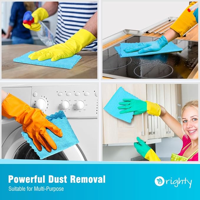 Orighty Microfiber Cleaning Cloth, 5 Pack Highly Absorbent Cleaning Rags, Household Cleaning Supplies, Reusable Lint Free Cloths Microfiber Rag for House, Kitchen, Car Care, 12x11 inch, Blue