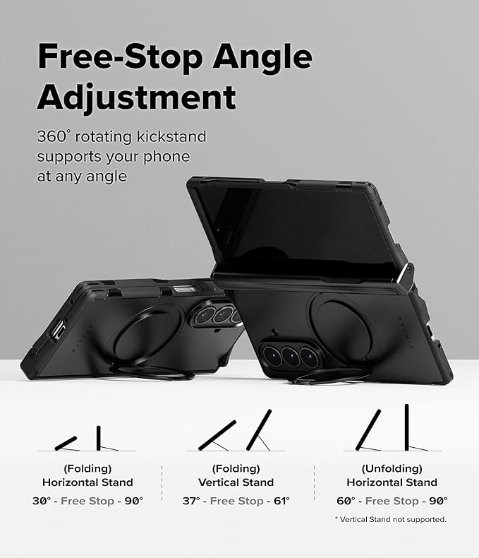Ringke Alles Pro for Samsung Galaxy Z Fold 7 Case [Compatible with MagSafe] Hinge Protection Powerful Magnet Shockproof Cover with 360° Rotating Kickstand - Black