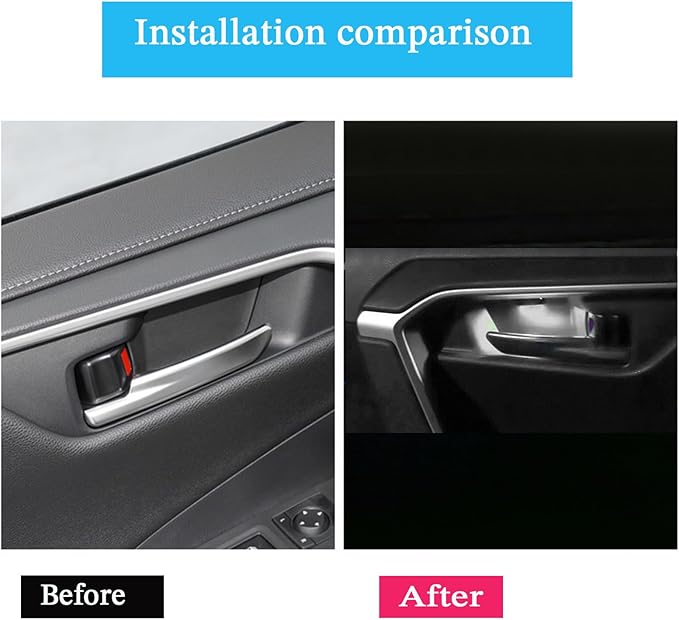 Door Bowl Light Fit for Toyota RAV4 2019 2020 2021 Inner Door Handle Accessories Bowl Shape LED Light Ambient Light Interior 4 pcs (White)