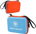 Small First Aid Kit - 165 Piece Dual-Color Emergency Medical Kit with Hard Shell & Fluorescent Exterior Coating, Emergency First Aid Kit for Home, Car, Travel, Hiking & Outdoor(Blue/Orange)