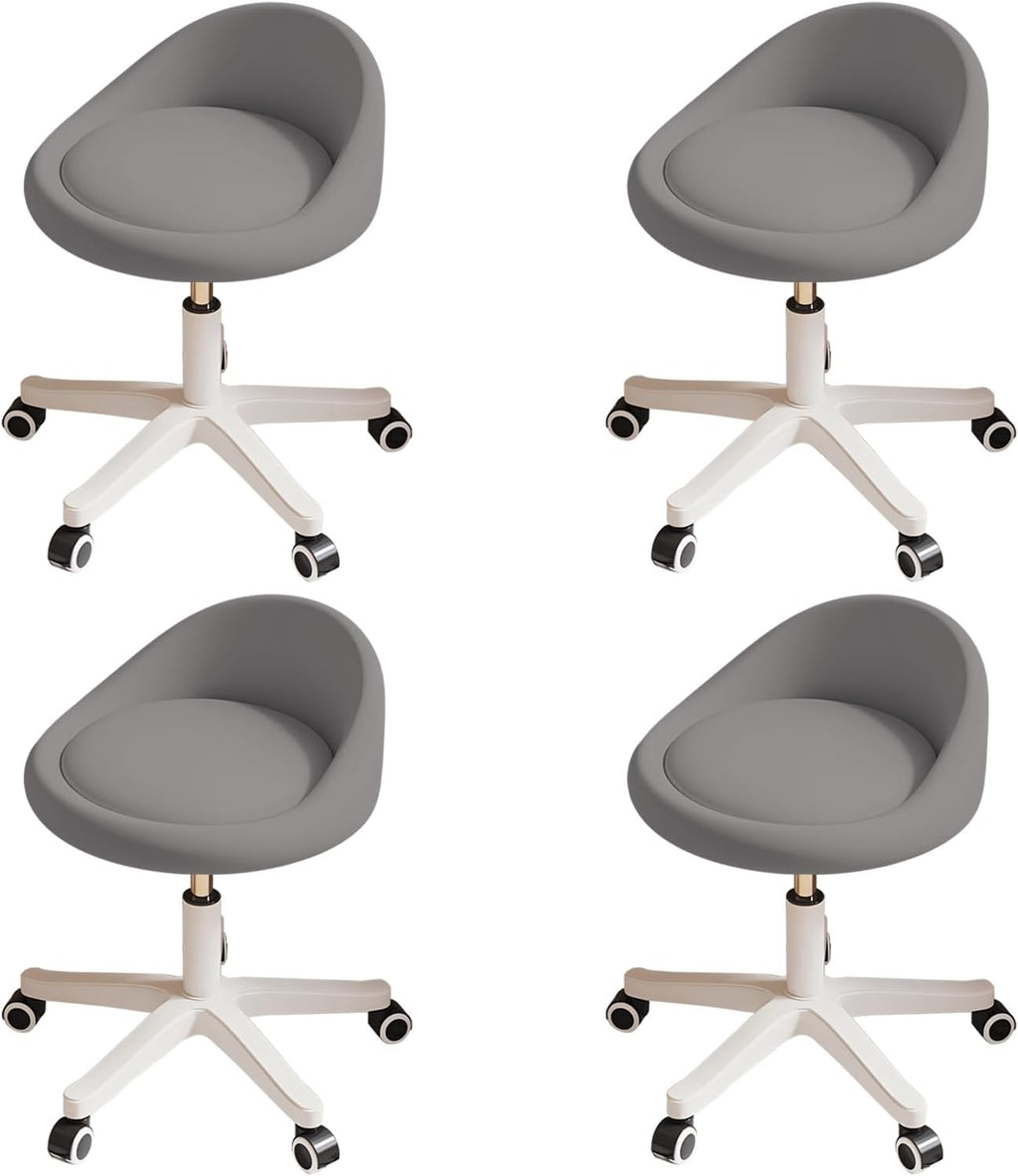 Rolling Stool Set of 4 Rolling Hydraulic Salon Stool with Low Backrest - Adjustable Swivel Chair for SPA, Shop, Salon, Massage, or Medical Office Dark Grey