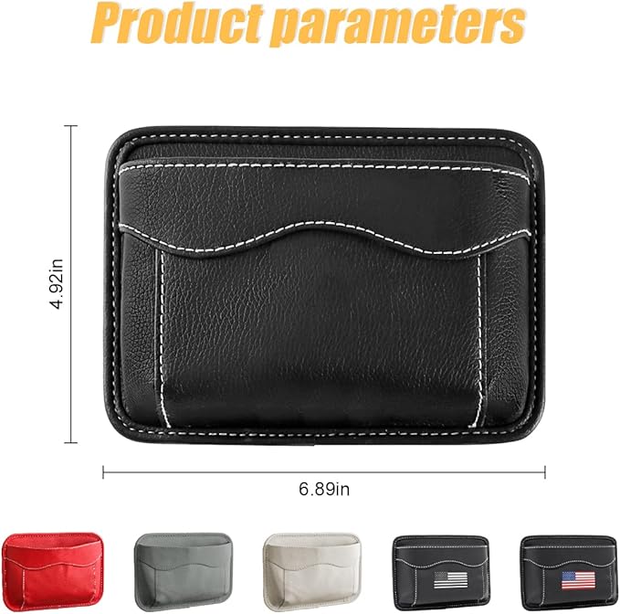Moly Magnolia Car Seat Side Pocket Organizer, American Flag PU Leather Storage Bag, Pen Phone Holder Tray Pouch Seat Gap Filler, Interior Accessories for Auto Door Window Console (MultiColor/Flag)