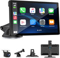 BOXGVO Wireless Carplay Screen for Car with 4K Dash Cam, 9" Portable Carplay & Android Auto, Car Touchscreen with 1080p Backup Camera, GPS/Voice Control/FM//Mirror Link/Bluetooth