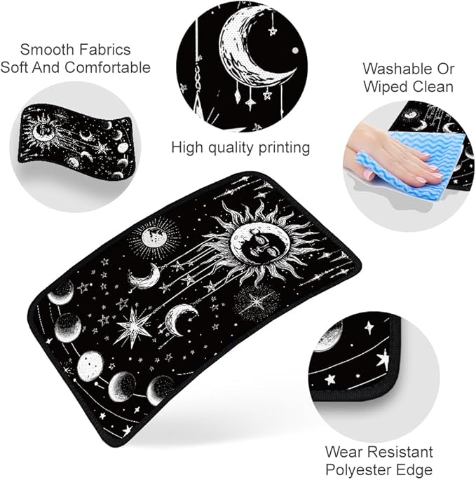 1pc Center Console Armrest Cover Pad 12.6x7.5 inch Sun Moon Star Neoprene Car Armrest Cushion Waterproof Armrests Seat Box Cover Protector for Universal Cars Vehicles SUVs