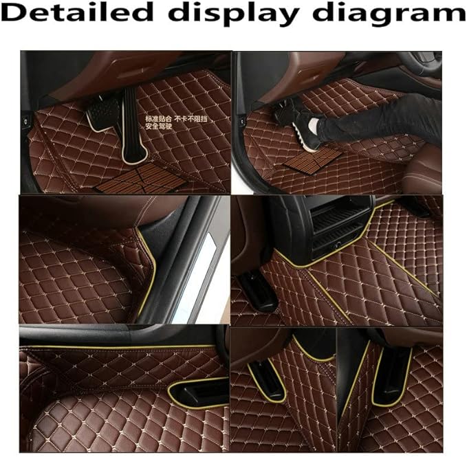 KaiLaiCarCustom Automotive Car Floor Mats for 99.99% Sedan SUV Sports Car Men Women Protection Full Coverage Pads Anti-Slip Leather Floor Lining (Black + Brown bar, E- Diamond + Strip +Color Bars)