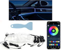 HZEL Car LED Strip Light, 6 in 1 RGB Smart APP Control Vehicle Fiber Optic Ambient Lamp with USB Port & Music Sync Mode, Auto Interior Decor Lighting Kit, Universal for Most Cars