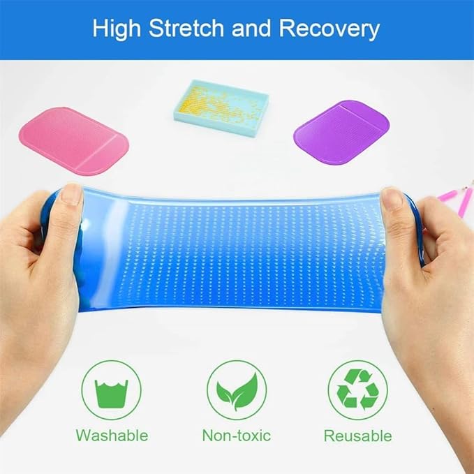 5PCS Extra-Strong Anti-Slip Pad Car Dashboard Sticky Pad Removable Silicone Gel Mat Washable Multi-Purpose PU Gel for Cell Phone Tablet (Blue)