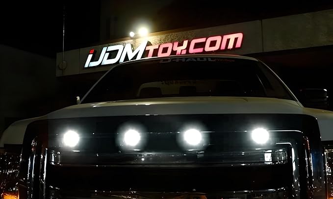 iJDMTOY 4pc Set Custom Retrofit Xenon White Front Grille Mesh Mount LED Lighting Kit Compatible with Trucks SUVs
