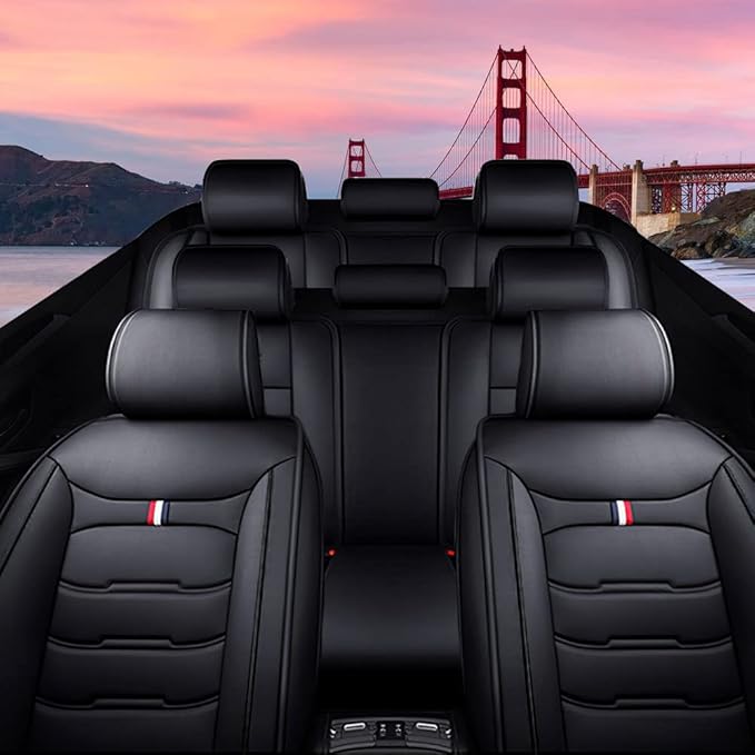 Car Seat Cover 8 Seats for Hyundai Palisade 2020-2025, Durable Wear Resistant Waterproof Sport Seat Cover, Breathable No Odor Premium Leather Vehicle Seat Covers.(Luxury,Black)