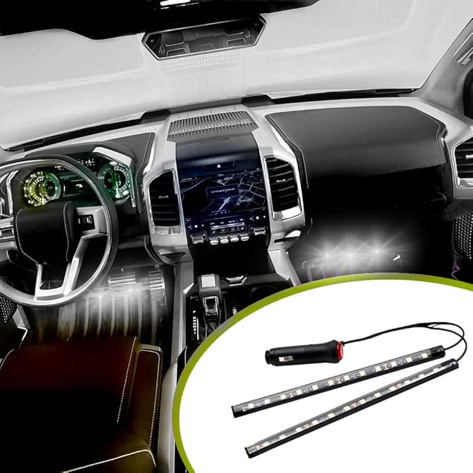 LED Interior Lights DC 12V Seat Ambient Light Cigaret Lighter, Car Uncer Dash LED Light Strip DRL Daylight Strip Car Atmosphere Lights-2 splitters in1 (White)