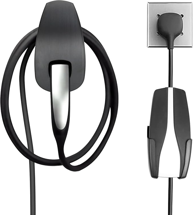 Charging Cable Organizer for Tesla, Wall Mount Connector Holder, Charger Cable Holder Adapter with Chassis Bracket, Compatible with Model 3/S/Y/X, Black