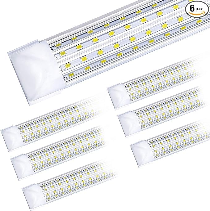 (6-Pack), 8FT LED Shop Light, Super Bright 120W Shop Lights, 19800LM 5000K 8 Foot Led Lights, Linkable 96" Shop Lights Lighting for Garage with Plug, U Shape T8 8' Led Light Fixtures