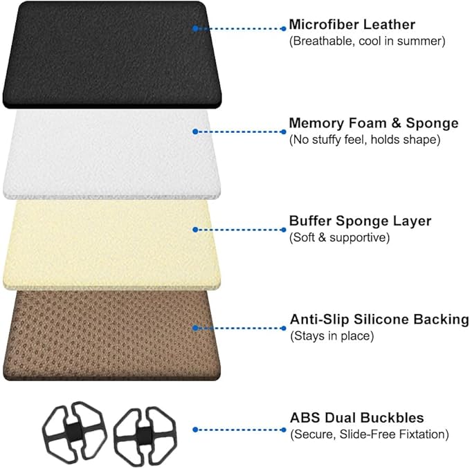 Car Seat Cushion, Thin Seat Cushion 0.78in, Office Chair Cushion, Car Seat Cushions for Driving, Summer Breathable Driver Seat Cushion for Long Sitting Relief, Car Seat Pad (Black)