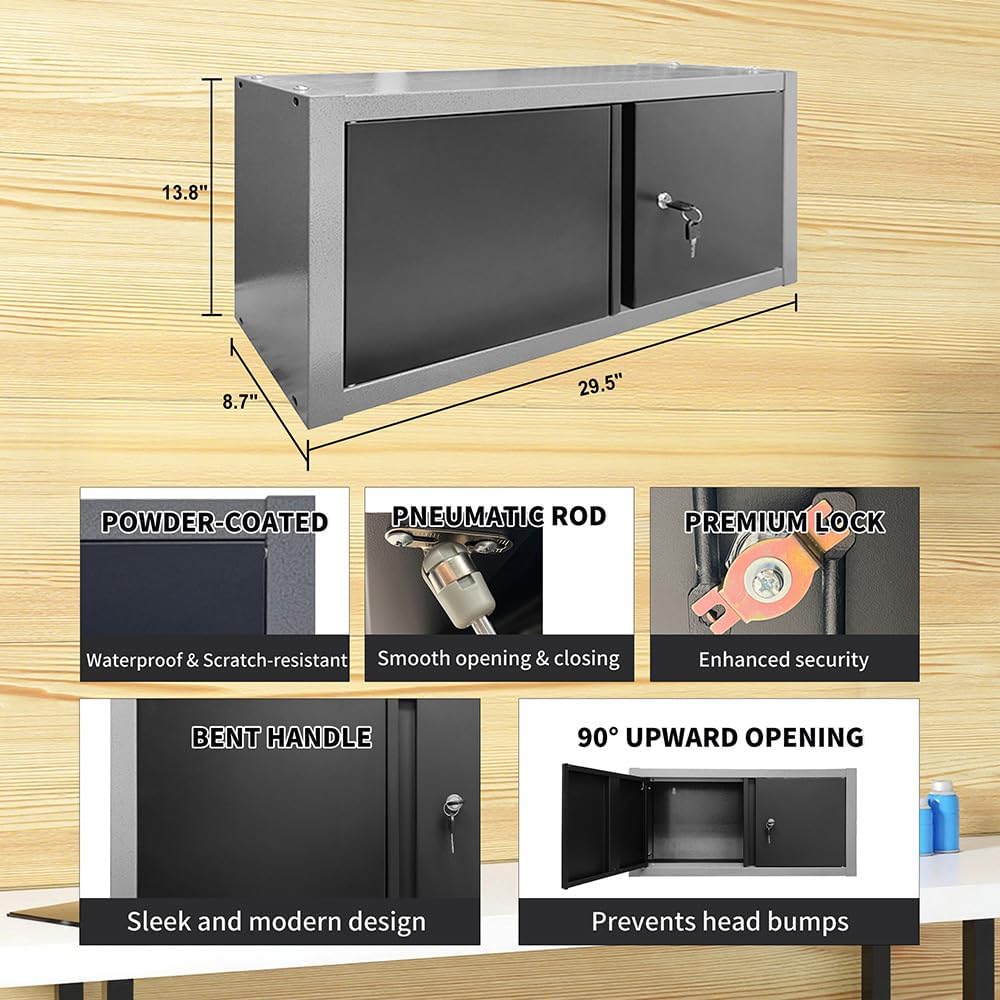 JZD Workshop Storage Cabinet System, Professional Tool Workbench for Home Garage, No Wall Mounting Required, for Utility Room Pantry