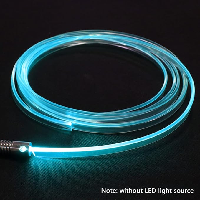 Super Bright MMA Plastic Optic Fiber Side Glow Unibody Band Edge Cable Car LED Illumination Optic Fiber Band Car Interior Atmosphere Lights (16.4ft)