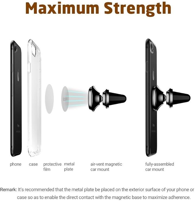 eTECH Magnetic Phone Car Mount Holder, Magnetic Mount Universal Air Vent (Silver)