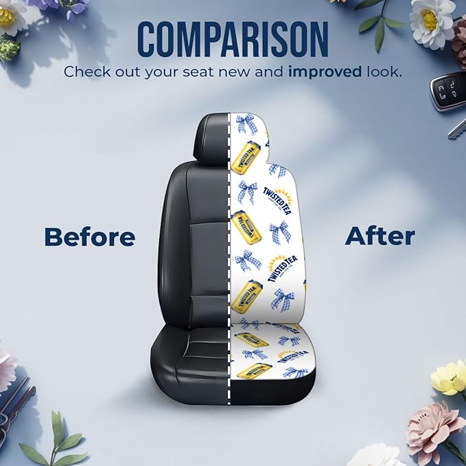 GENANY Summer Twisted Car Seat Covers Set of 2, Breathable Front Seat Covers for Truck Sedan SUV, Funny Car Accessories, Drinking Gift for Women Men