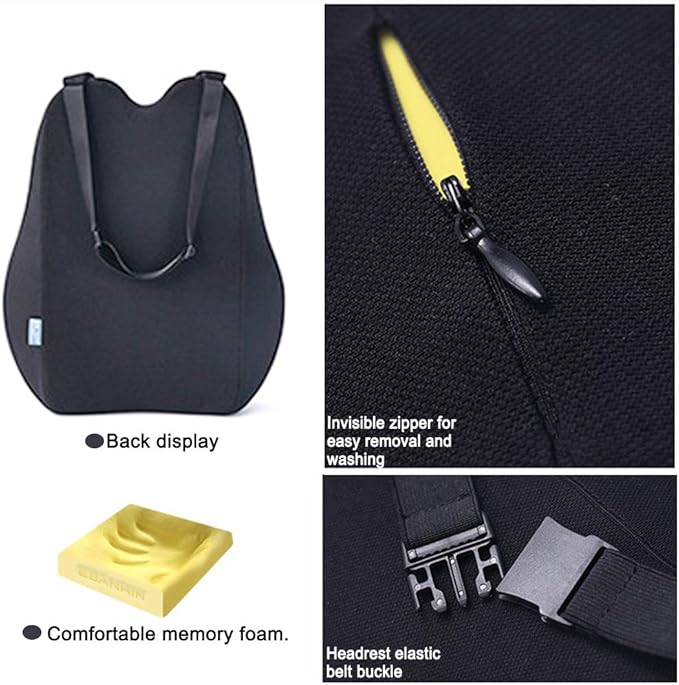 Car Lumbar Support Back Cushion Memory Foam Universal Fit Major Car Seat with Back Pain Relief for Car Office Home 1PCS Black
