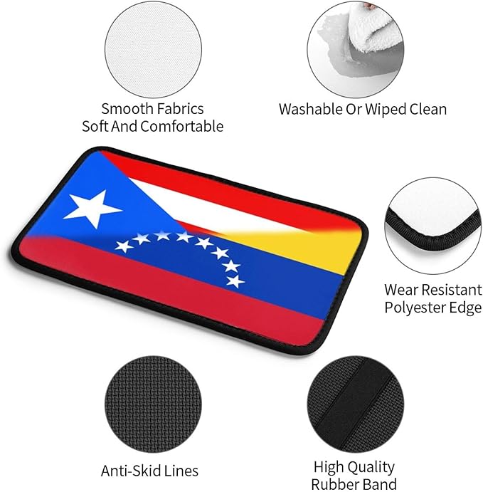 Venezuela Venezuelan Puerto Rico Flag Auto Center Console Armrest Cover Car Handrail Box Cushion Pad Mat Universal Fit Most Vehicle Sedan Truck SUV Soft Comfort Decor Accessories