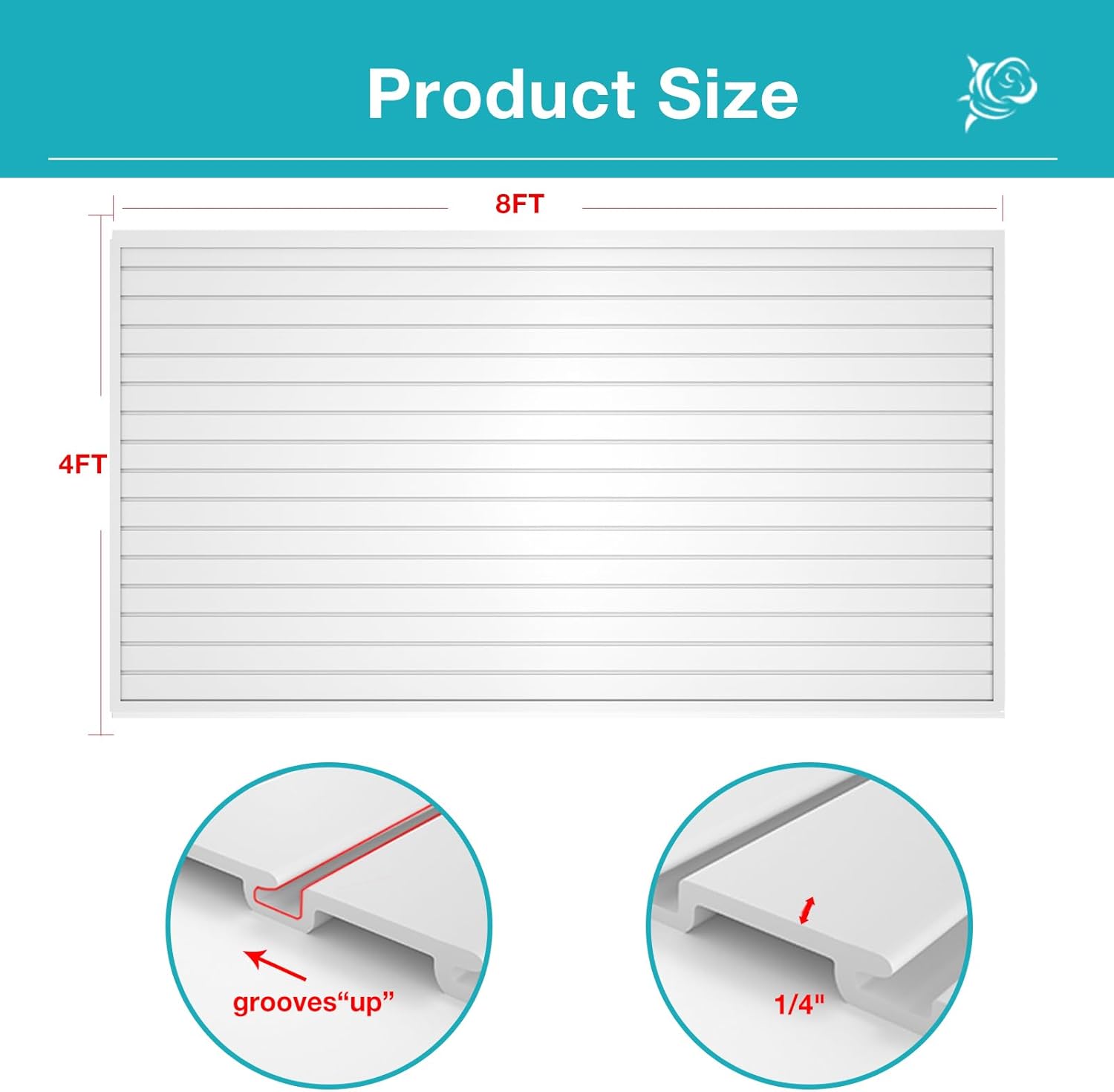 NeatiEase Slatwall Panel Wall Storage Systems, 4 x 8ft Slat Wall Paneling Garage Wall Organizer, Heavy Duty Wall Mounted PVC Wall Rack (White)