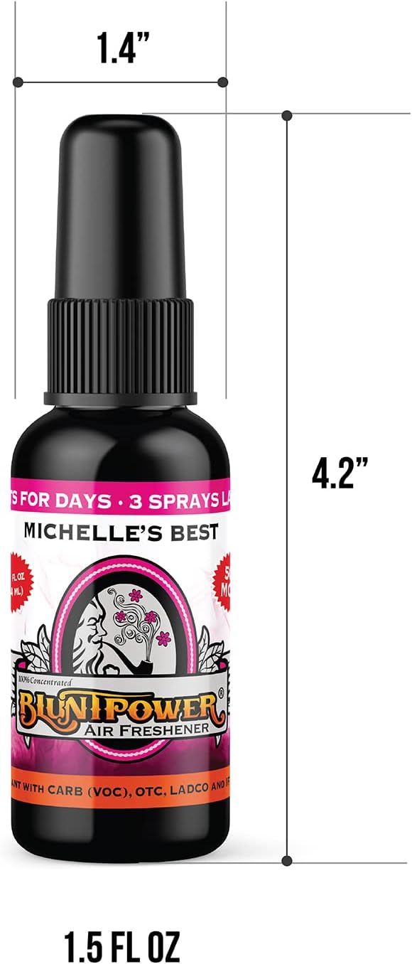 BluntPower (Michelle’s Best, 3 Pack) Concentrated Air Freshener - Premium Oil Based Air Freshener Spray For Home and Car - Long-Lasting Bathroom Spray, Car Freshener, & Odor Eliminator Spray