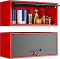Yizosh Metal Wall Cabinet with Doors, Wall Mounted Storage Cabinet, Floating Tool Cabinet for Kitchen, Basement, Warehouse (Red Black, 13.7" H)