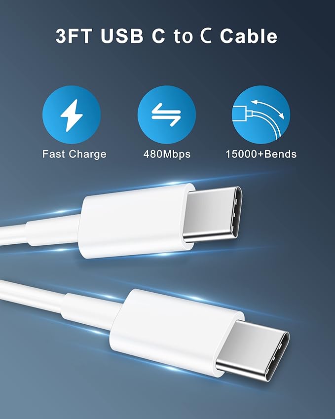 iPhone 17/17 Pro Max Car Charger Fast Charging, 40W Dual Port Fast USB C Car Charger Adapter + Type C Charging Block + 2x3FT USB C Cable Cord for iPhone 17/17 Pro/16/16 Pro Max/15/15 Pro/Plus, iPad