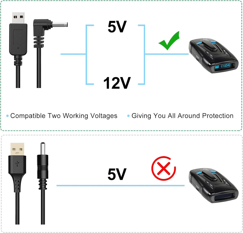 Radar Detector Cable, USB to DC3.5 Plug Cable,for Cobra Whistler Escort Valentine One Uniden Beltronics Radar Detector,Replacement Power Cable for Radar Detectors (DC3.5-3.3ft)