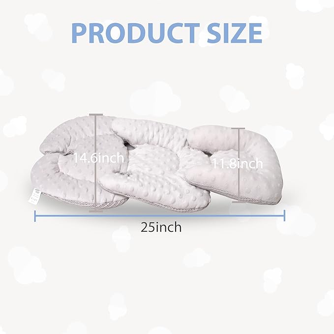 Infant Carseat Insert, 2-in-1 Reversible Baby Car Seat Cushion for Newborn Toddler Head & Body Support Car Seat Pad for Carseats, Strollers, Swings, Bouncers