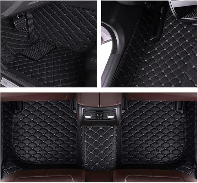 MELKEN Custom Fit Leather Car Floor Mats for 95% of Cars Full Coverage Floor Liners Car Mats (Black Blue)