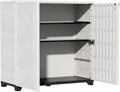 ZZM Indoor/Outdoor Storage Cabinet Waterproof, 34"x15"x34" Plastic Outdoor Storage Box for Garden Balcony Bathroom, All Weather Outdoor Storage Clearance, DIY Usage, with 2 Shelf (White)