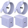 45W Type C Charger, USB C Chargers 2-Pack iPhone 15 16 Charger 6FT with iPhone 16/16 Plus/16 Pro Max/iPhone 15/iPad Pro/AirPods/Galaxy S25 S24 S23 S22 S21,Android Chargers(Purple)