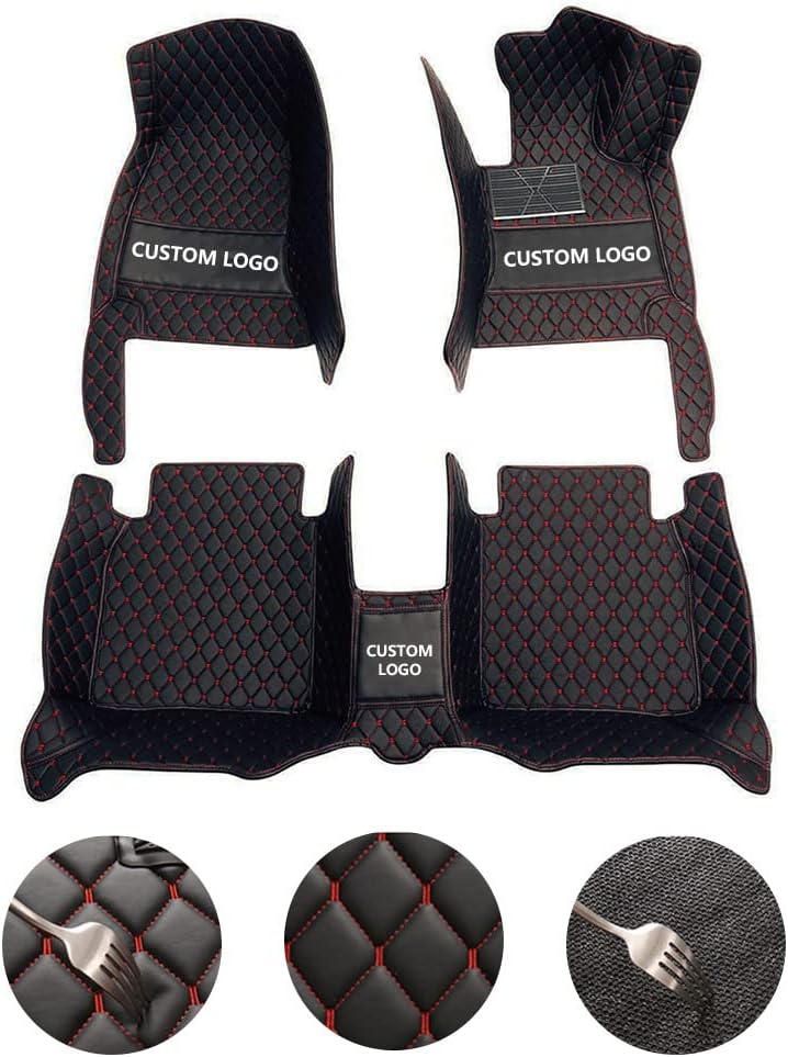 Custom All-Weather Protection Leather Car Floor Mats for Cars Sedan SUV Sports Car Waterproof Floor Mat (Pink)