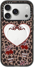 CASETiFY Impact iPhone 17 Pro Case [Slim/Compatible with Magsafe / 8.2 ft. 4X Military Grade Drop Protection] - Leopard Cherries - Clear Black