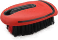 Carpet and Upholstery Cleaning Brush - Stiff Bristle Carpet Scrubber Car Cleaning Brush for Car Interior and Home - Leather Brush Auto Detailing Scrub Brushes for Couch, Floor Mats, Clothes (Red)