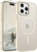 SUPFINE Magnetic for iPhone 16 Pro Max Case (Compatible with MagSafe) (Military Grade Drop Protection) Slim Translucent Matte Shockproof with Anti-Fingerprint Phone Case,Antique White