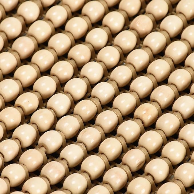 JSCARLIFE Tilia Wood Beaded Car Seat Cover - Breathable Ergonomic Driver Cushion for Cars/Trucks/SUVs | Hand-Knotted Beads, Lumbar Support & Cooling Tech (Beige)
