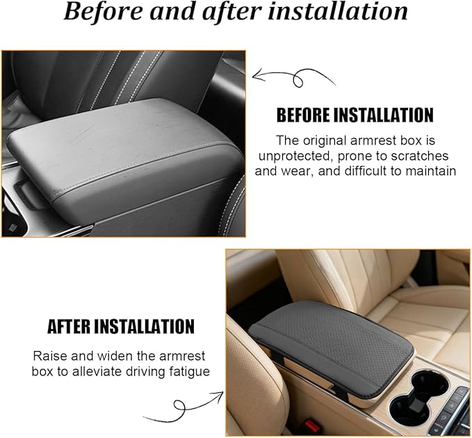 Car Center Console Cover, PU Leather Vehicle Armrest Seat Box Cover Protector, Comfortable Automotive Interior Arm Rest Cushion Pad Accessories, Universal for SUV Sedan Truck (Gray)