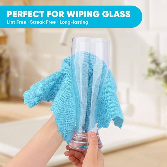 Orighty Microfiber Cleaning Cloth, 50 Pack Highly Absorbent Cleaning Supplies, Lint Free Kitchen Towels Cleaning Rags, Microfiber Towels for Cars, House, Window, 12x11 inch