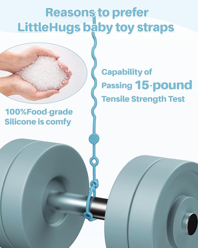 LittleHugs Toy Straps for Baby, Adjustable Toy Holder for Stroller Accessories, Silicone Tether Pacifier Clip, No Throw Travel Essential Leash for High Chair, Car Seat (boy-4 Pack)