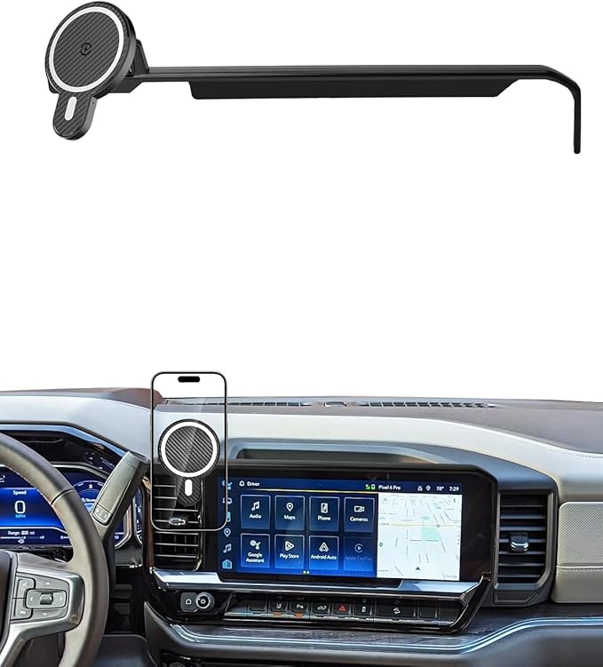 PZK Car Phone Mount for 2022-2025 2026 Chevrolet Silverado 1500/GMC Sierra 1500 LT/RST/ZR2/LTZ/LT Trail Boss Accessories 13.4-Inch Screen Chevy Car Phone Holder Magnetic 15W Fast Wireless Charger