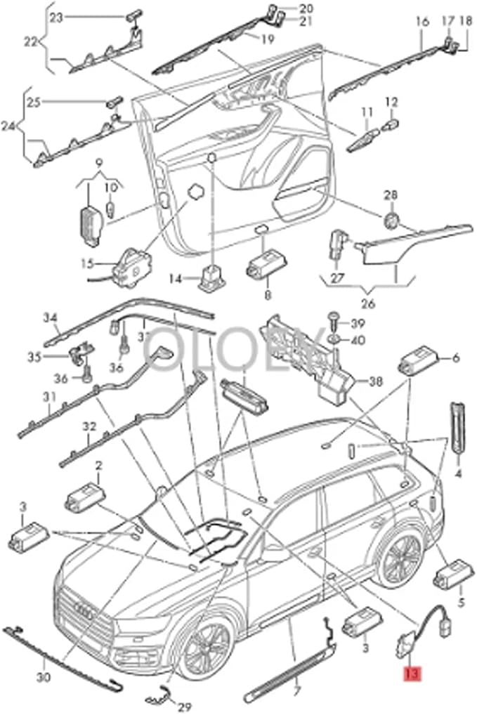 Aramox Door Handle Kit Fit for C7, Pair Door Handle Light Left Right Auto Exterior Ambient Lighting 4H0947133A/134A