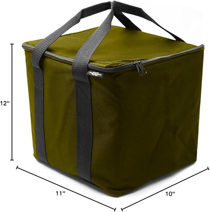 Thermal Cooler for Car Trunk – Insulated Bag for Camping, Road Trips, Groceries, Leak-Resistant, Fits Modular Organizers – Military Green
