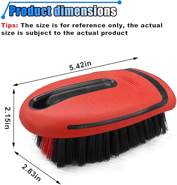 Carpet and Upholstery Cleaning Brush - Stiff Bristle Carpet Scrubber Car Cleaning Brush for Car Interior and Home - Leather Brush Auto Detailing Scrub Brushes for Couch, Floor Mats, Clothes (Red)