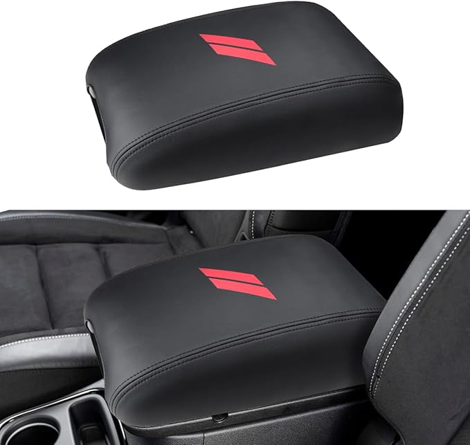 INTGET Car Rear Armrest Cover for Dodge Durango Accessories 2011-2023 Leather Middle Center Console Arm Rest Box Lid Seat Protector Cushion Saver (Black Stitches, 2011-2023)