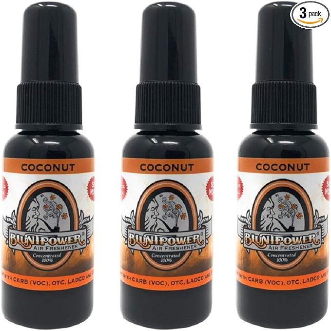 BluntPower (Coconut, 3 Pack) Concentrated Odor Eliminator & Diffuser Oil - Room Deodorizer, Odor Eliminator, Air Freshener - Premium Oil Based Air Freshener