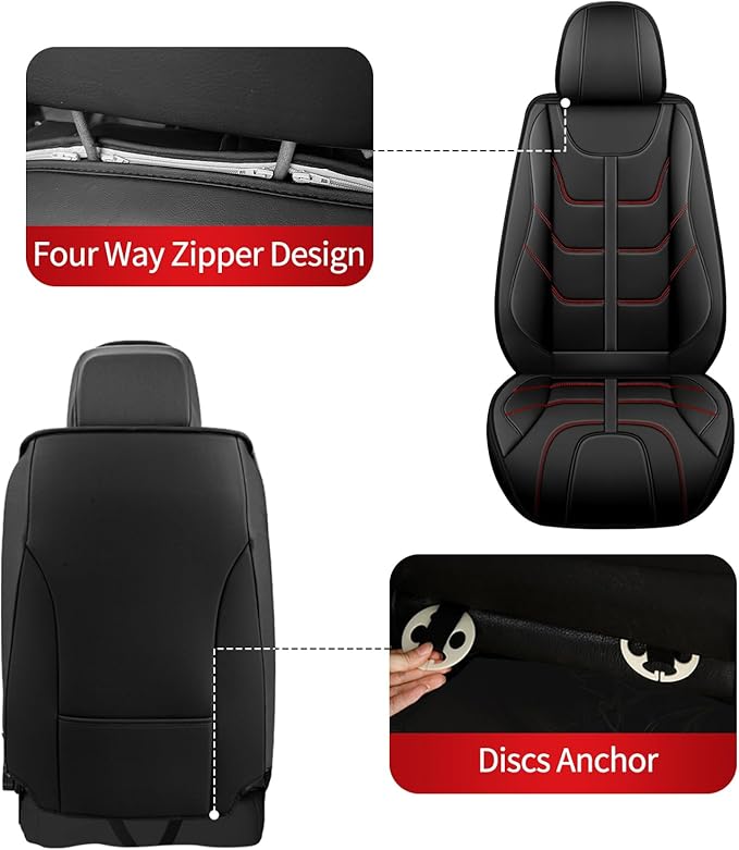 TTX LIGHTING Car Seat Covers fit for VW/Volkswagen Taos 2022-2026 Full Set: Premium Leather Automotive Seat Cover with Airbag Compatible Waterproof (5 Seats, Redline)