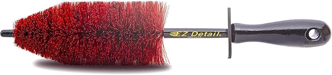 EZ Detail Brush Little - Red - Wheel Rim Cleaner for Cars, Bike, Trucks, Motorcycle, and Other Vehicles. Non-Scratch Auto Detailing Tool, Easily reaches Nook and Crannies