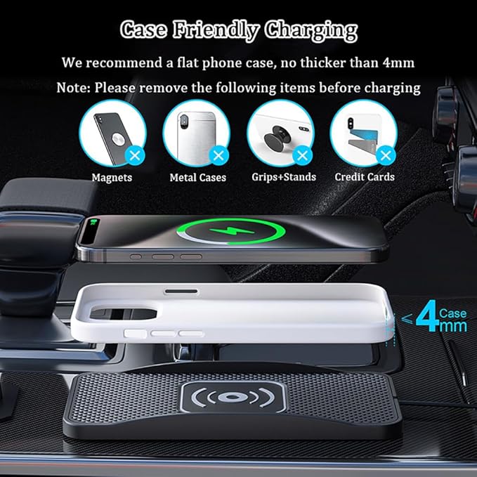 Wireless Car Charger Pad for Jeep Gladiator 2021-2026, Type-C/USB 20W Car Wireless Charger Non-Slip Phone Charging Pad Car Accessories,A 30cm Cable Type-C Plug