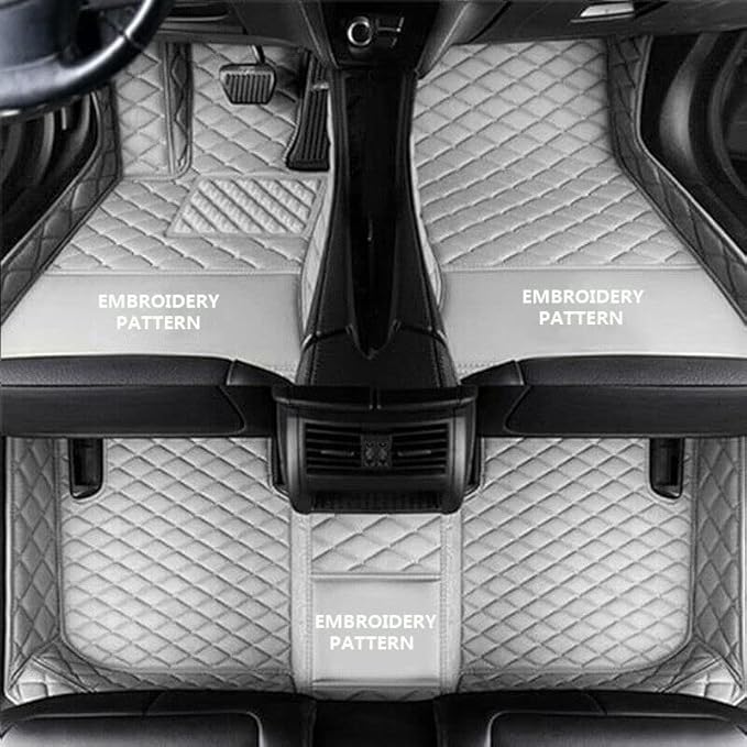 Custom Car Floor Mats for 96% Sedan SUV Sports Car Protection Full Coverage Pads Anti-Slip Leather Floor Lining All Weather Car Floor Mats (Grey)